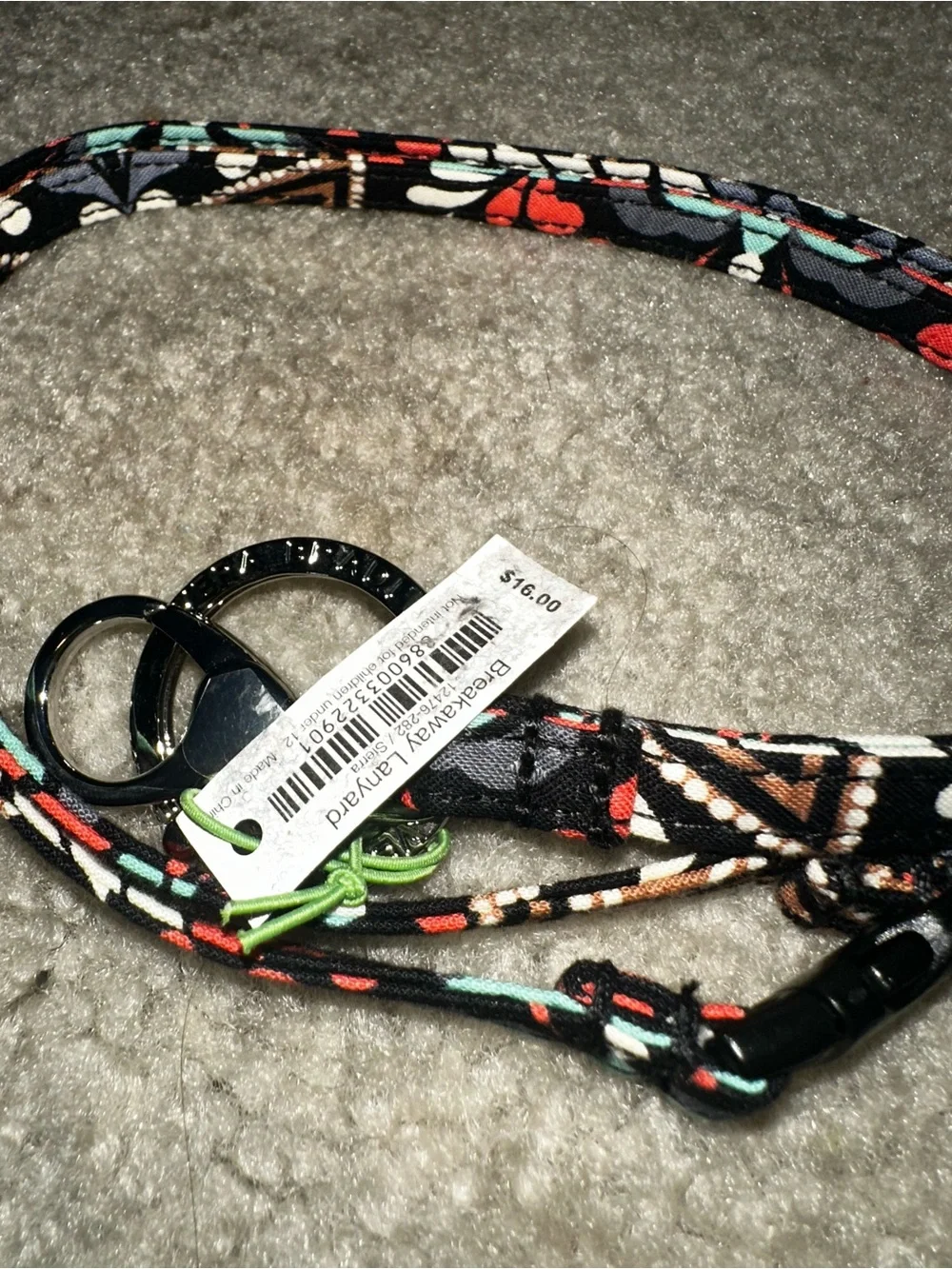 Vera Bradley Sierra Breakaway Lanyard with Coral and Teal Accents